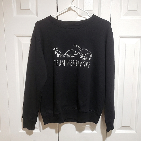 Tops - 🌿3/$20 🌿 Team Herbivore Dinosaur Longsleeve Black Crewneck Size Medium